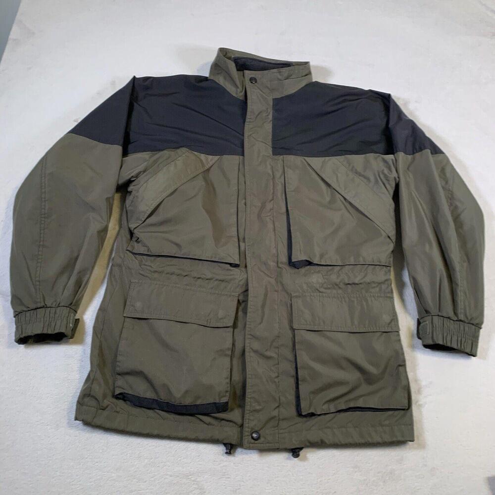 VINTAGE 90s Woolrich Jacket Mens Medium Green Full Zip Hiking Hiker‎ Outdoors B3
